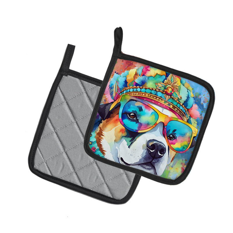 Akita Hippie Dawg Pair of Pot Holders