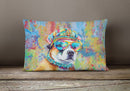 Akita Hippie Dawg Fabric Decorative Pillow