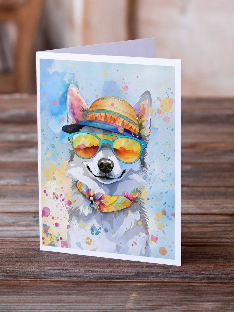 Alaskan Klee Kai Hippie Dawg Greeting Cards Pack of 8