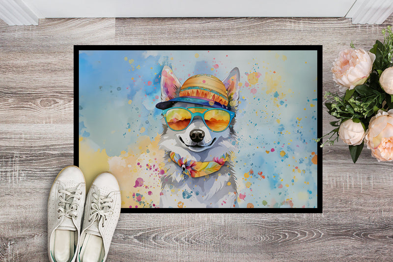 Alaskan Klee Kai Hippie Dawg Doormat - 24x36 Decorative Floor Mat – Indoor/Outdoor Rug with Artistic Flair
