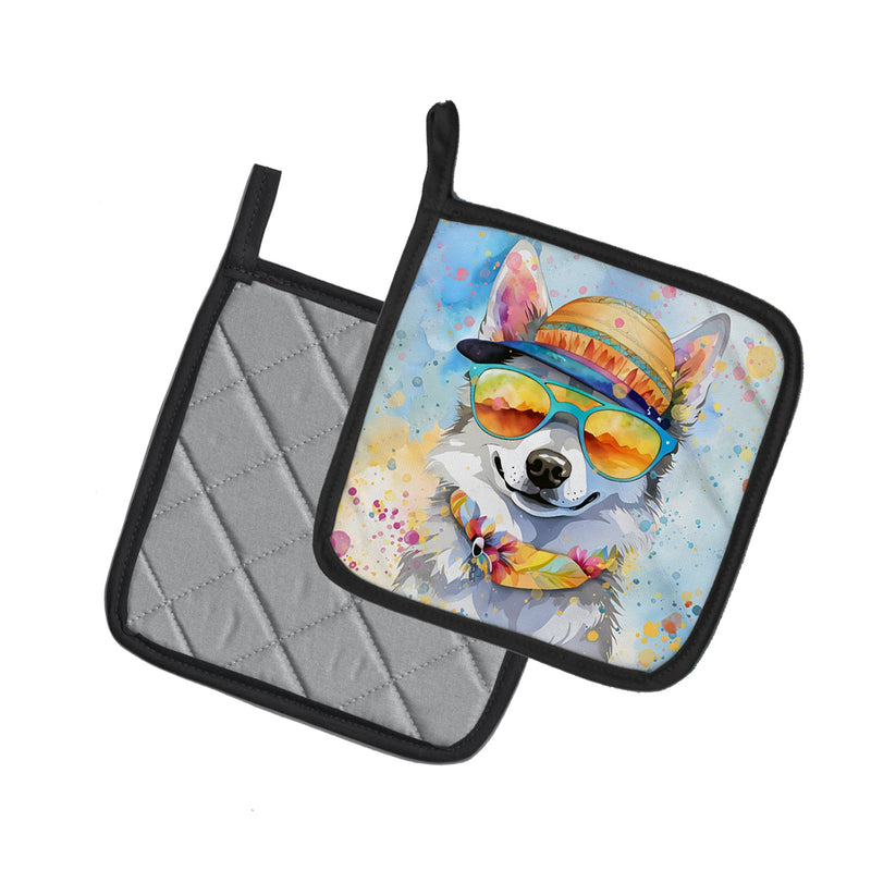 Alaskan Klee Kai Hippie Dawg Pair of Pot Holders