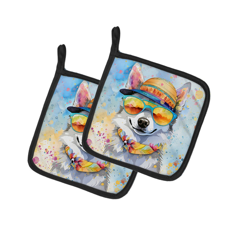 Alaskan Klee Kai Hippie Dawg Pair of Pot Holders