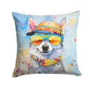Alaskan Klee Kai Hippie Dawg Throw Pillow - 14x14 Decorative Pillow – Art for Your Home & Patio