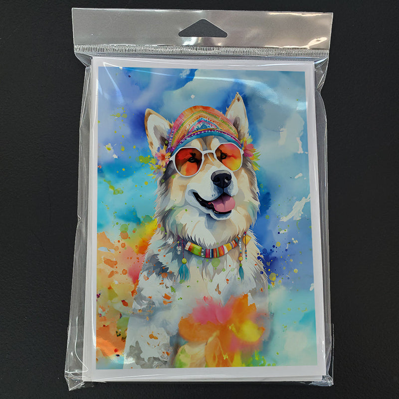 Alaskan Malamute Hippie Dawg Greeting Cards Pack of 8