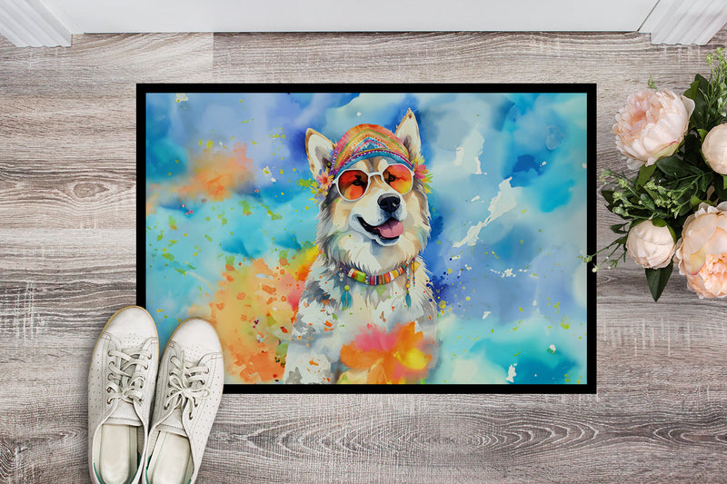 Alaskan Malamute Hippie Dawg Doormat - 24x36 Decorative Floor Mat – Indoor/Outdoor Rug with Artistic Flair