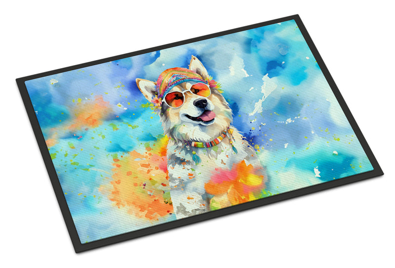 Alaskan Malamute Hippie Dawg Doormat - 24x36 Decorative Floor Mat – Indoor/Outdoor Rug with Artistic Flair