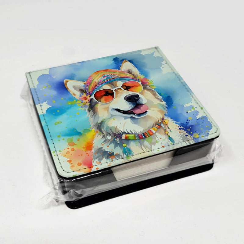 Alaskan Malamute Hippie Dawg PU Leather Note Paper Holder
