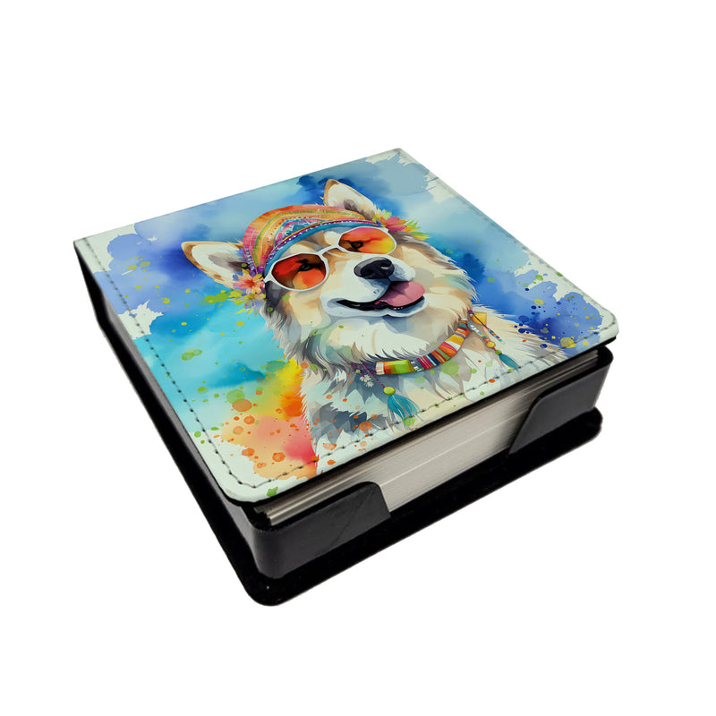 Alaskan Malamute Hippie Dawg PU Leather Note Paper Holder
