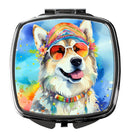 Alaskan Malamute Hippie Dawg Compact Mirror – Stylish Purse Mirror with Artistic Covers