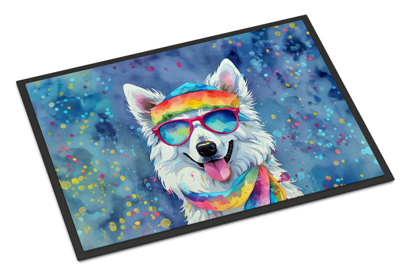 American Eskimo Hippie Dawg Doormat - 24x36 Decorative Floor Mat – Indoor/Outdoor Rug with Artistic Flair