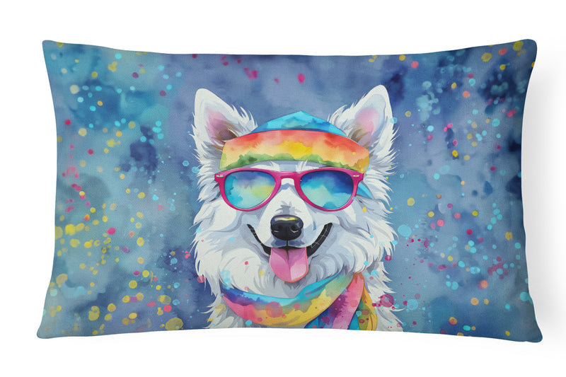 American Eskimo Hippie Dawg Fabric Decorative Pillow
