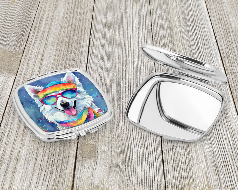 American Eskimo Hippie Dawg Compact Mirror – Stylish Purse Mirror with Artistic Covers