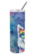American Eskimo Hippie Dawg Stainless Steel Skinny Tumbler