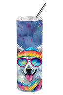 American Eskimo Hippie Dawg Stainless Steel Skinny Tumbler