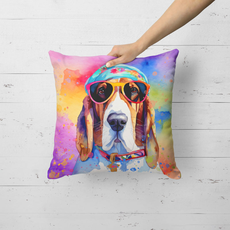 Basset Hound Hippie Dawg Fabric Decorative Pillow