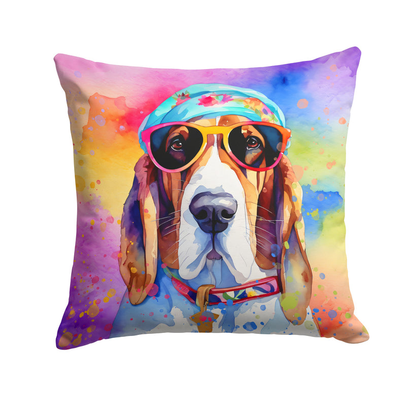 Basset Hound Hippie Dawg Fabric Decorative Pillow