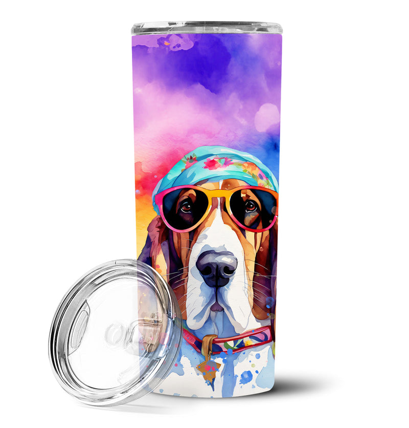 Basset Hound Hippie Dawg Stainless Steel Skinny Tumbler