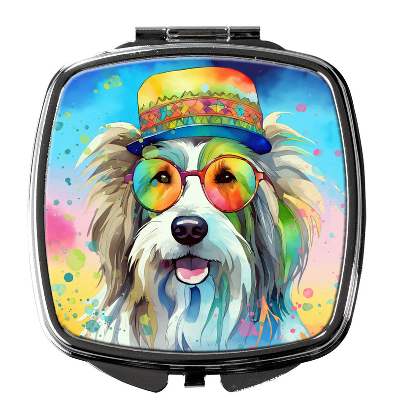 Bearded Collie Hippie Dawg Compact Mirror – Stylish Purse Mirror with Artistic Covers