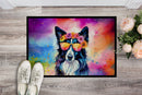 Border Collie Hippie Dawg Doormat - 24x36 Decorative Floor Mat – Indoor/Outdoor Rug with Artistic Flair