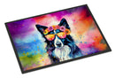Border Collie Hippie Dawg Doormat - 24x36 Decorative Floor Mat – Indoor/Outdoor Rug with Artistic Flair