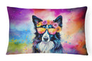Border Collie Hippie Dawg Fabric Decorative Pillow