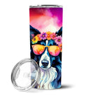 Border Collie Hippie Dawg Stainless Steel Skinny Tumbler