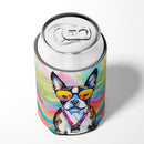 Boston Terrier Hippie Dawg Can or Bottle Hugger
