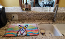 Boston Terrier Hippie Dawg Dish Drying Mat