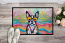 Boston Terrier Hippie Dawg Doormat - 24x36 Decorative Floor Mat – Indoor/Outdoor Rug with Artistic Flair