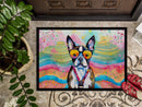 Boston Terrier Hippie Dawg Doormat - 24x36 Decorative Floor Mat – Indoor/Outdoor Rug with Artistic Flair