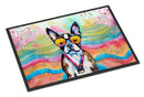 Boston Terrier Hippie Dawg Doormat - 18X27 Indoor / Outdoor Rug | Made in USA