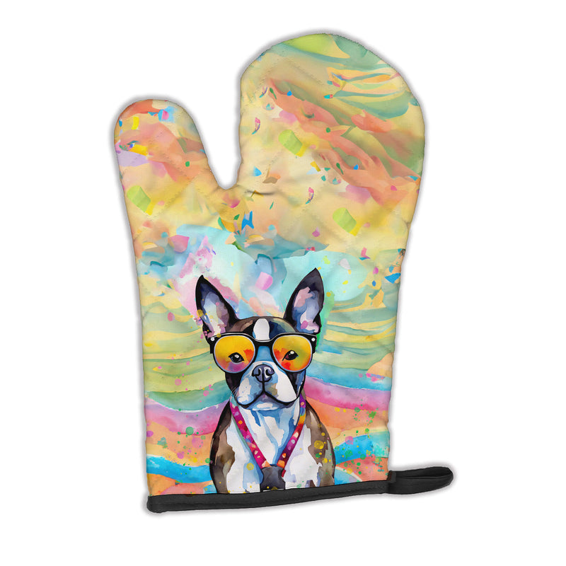 Boston Terrier Hippie Dawg Oven Mitt