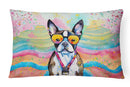 Boston Terrier Hippie Dawg Fabric Decorative Pillow