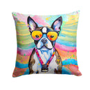 Boston Terrier Hippie Dawg Fabric Decorative Pillow