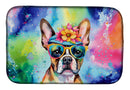 Boston Terrier Hippie Dawg Dish Drying Mat