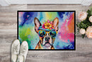 Boston Terrier Hippie Dawg Doormat - 24x36 Decorative Floor Mat – Indoor/Outdoor Rug with Artistic Flair