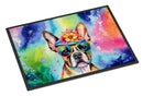 Boston Terrier Hippie Dawg Doormat - 24x36 Decorative Floor Mat – Indoor/Outdoor Rug with Artistic Flair