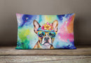 Boston Terrier Hippie Dawg Fabric Decorative Pillow