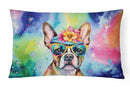 Boston Terrier Hippie Dawg Fabric Decorative Pillow
