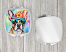 Boston Terrier Hippie Dawg Compact Mirror – Stylish Purse Mirror with Artistic Covers