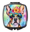 Boston Terrier Hippie Dawg Compact Mirror – Stylish Purse Mirror with Artistic Covers