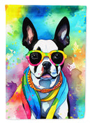 Boston Terrier Hippie Dawg House Flag