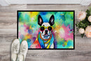 Boston Terrier Hippie Dawg Doormat - 18X27 Indoor / Outdoor Rug | Made in USA