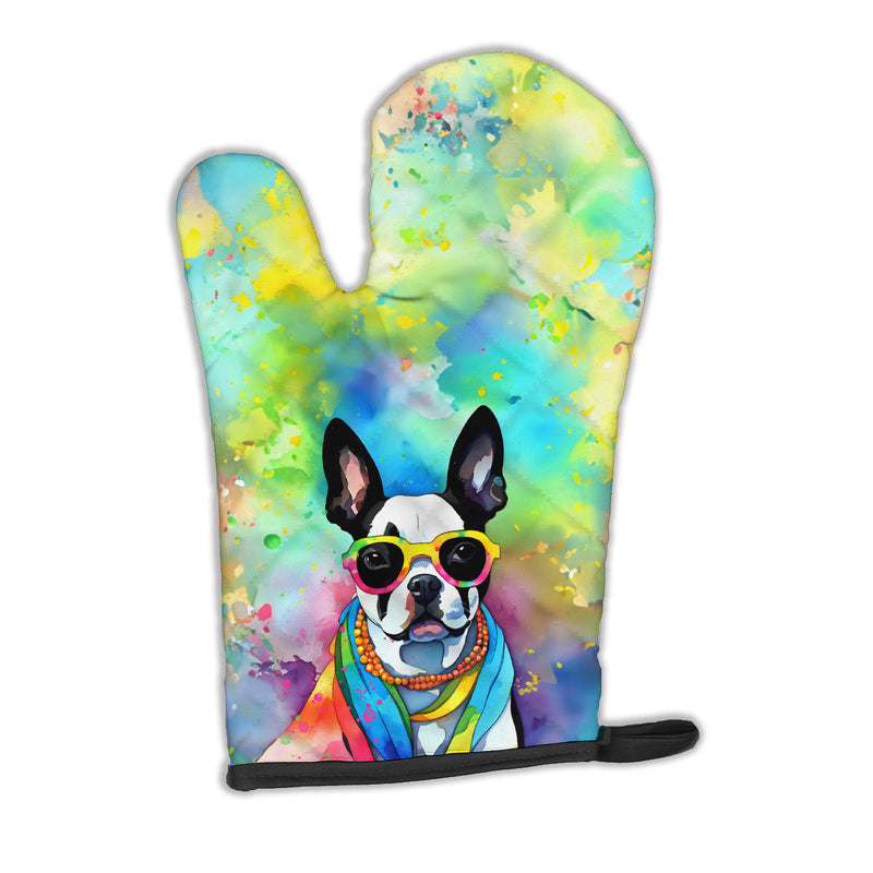 Boston Terrier Hippie Dawg Oven Mitt