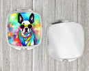 Boston Terrier Hippie Dawg Compact Mirror – Stylish Purse Mirror with Artistic Covers