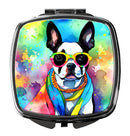 Boston Terrier Hippie Dawg Compact Mirror – Stylish Purse Mirror with Artistic Covers