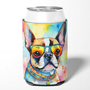 Boston Terrier Hippie Dawg Can or Bottle Hugger