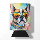 Boston Terrier Hippie Dawg Can or Bottle Hugger