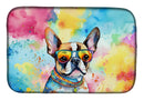 Boston Terrier Hippie Dawg Dish Drying Mat