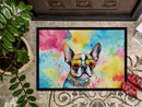Boston Terrier Hippie Dawg Doormat - 24x36 Decorative Floor Mat – Indoor/Outdoor Rug with Artistic Flair